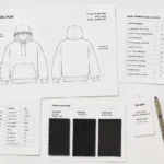 Fashion tech pack example showing flat sketches, bill of materials, and spec sheet sections