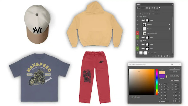 Editable clothing mockup PSD file showing smart object layers in Photoshop