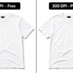 Comparison of free vs paid clothing mockups showing resolution and quality differences for clothing brands