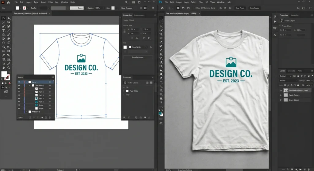 Split-screen Vector in Illustrator  PSD in Photoshop