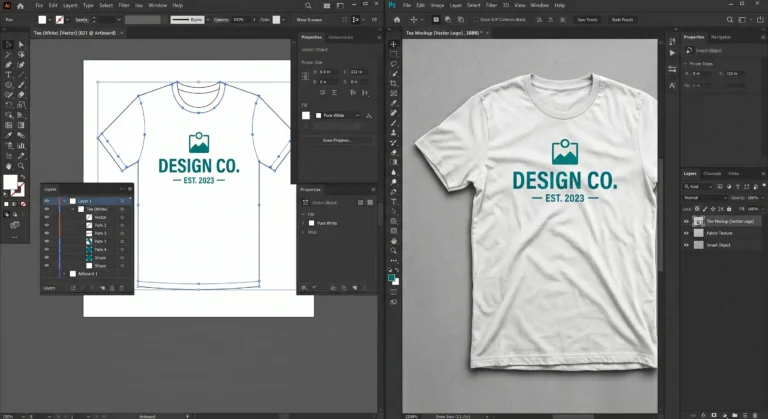 Split-screen Vector in Illustrator PSD in Photoshop