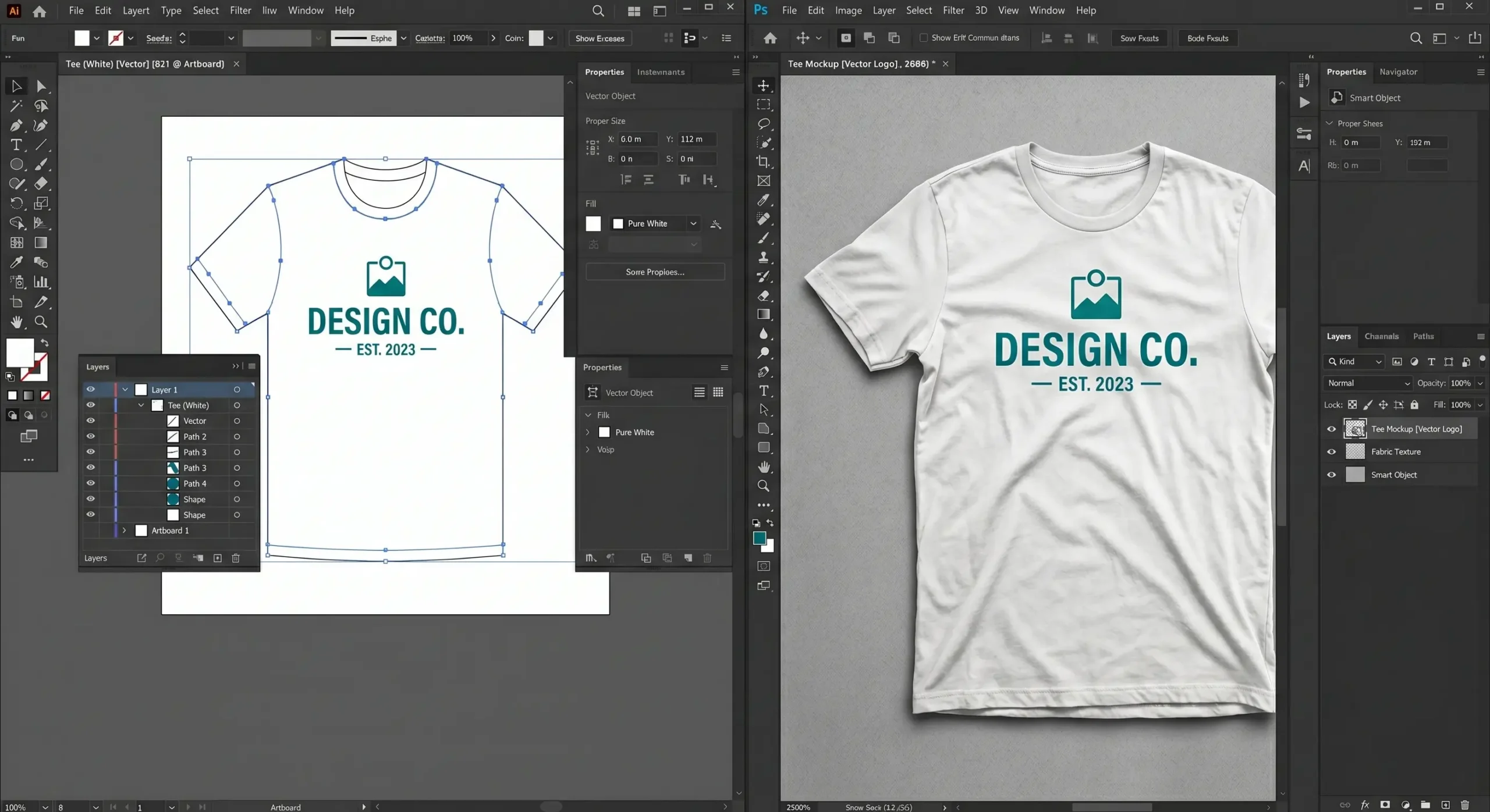 Split-screen Vector in Illustrator PSD in Photoshop