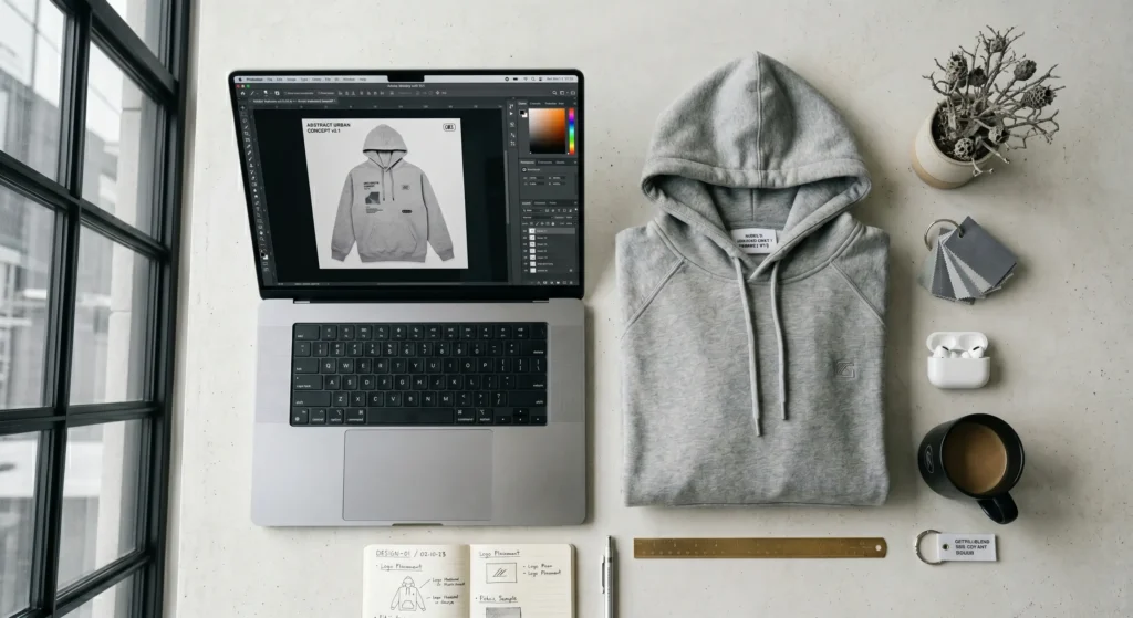 Streetwear brand starter guide showing the transition from streetwear mockups to final physical apparel