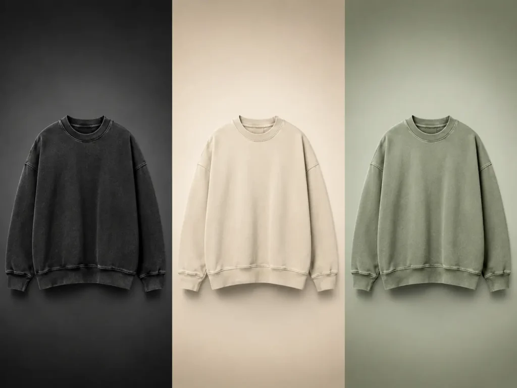 Clothing brand mockups showing colorway options to visualize designs and save money on sampling before production