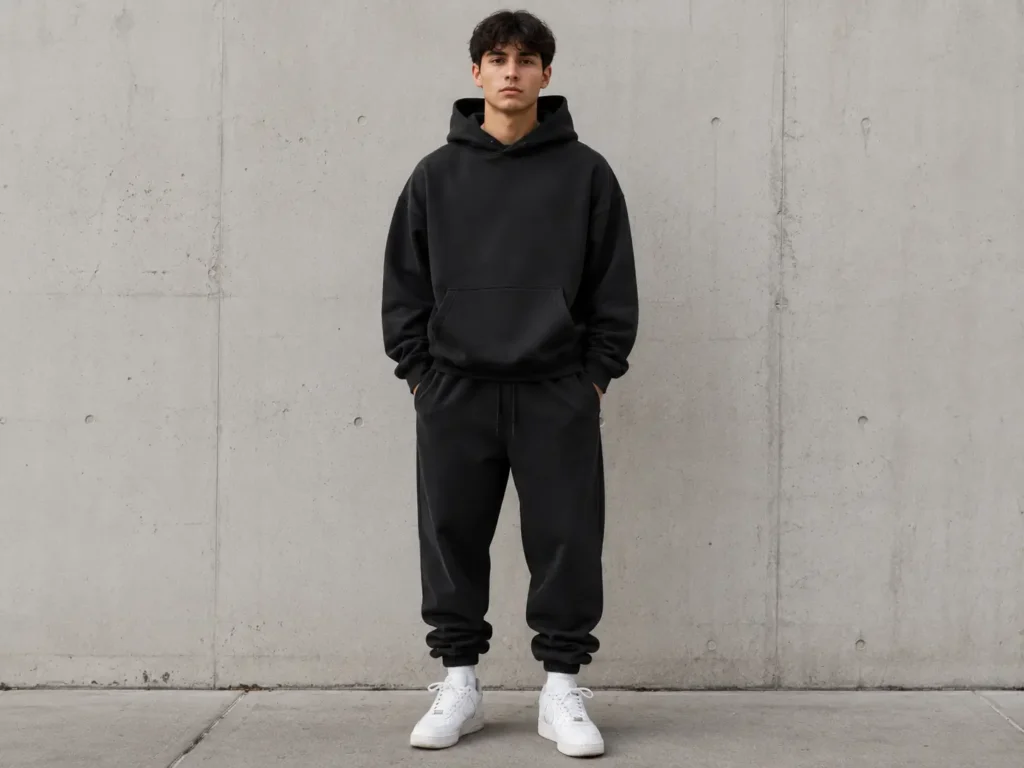 Streetwear clothing mockups for Shopify store product pages showing urban on-model styles