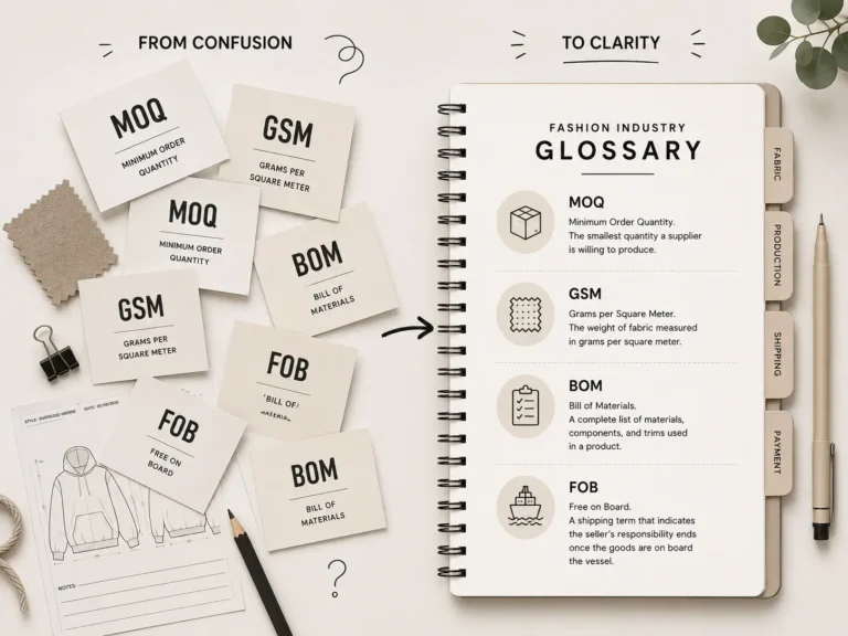 Clothing brand terminology guide infographic of fashion industry terms for beginners