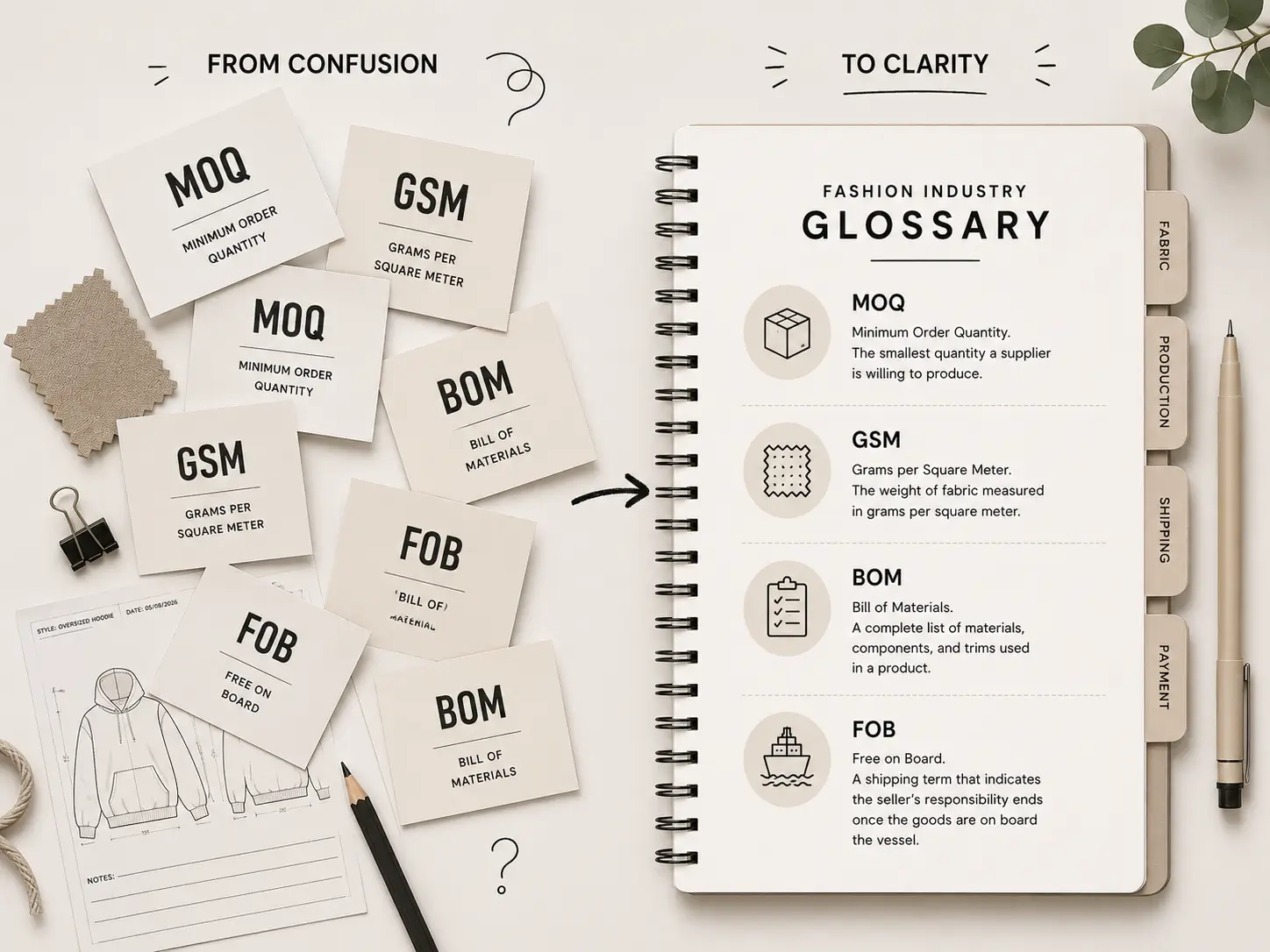 Clothing brand terminology guide infographic of fashion industry terms for beginners