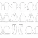 Vector clothing mockups mega bundle template grid with tees hoodies and joggers