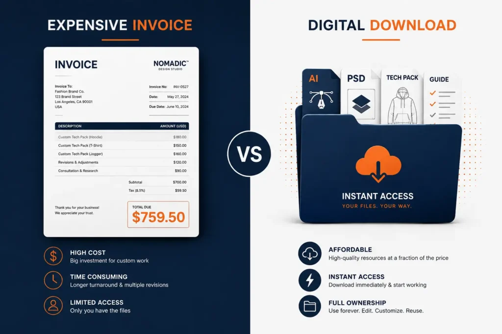 Comparison of agency pricing versus affordable clothing brand design on a budget bundle
